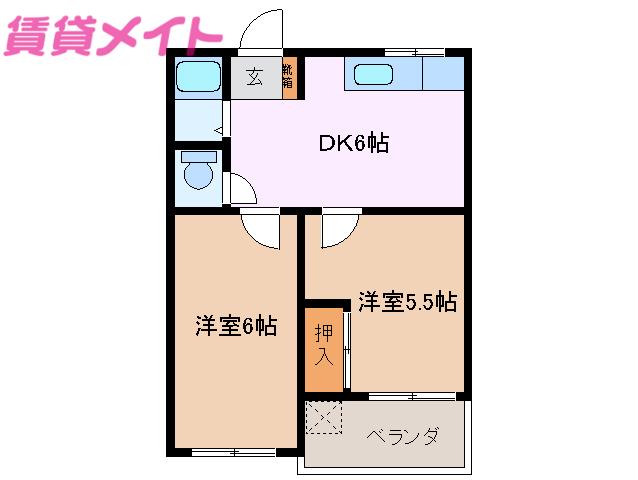 サンリッチ生桑(2DK/1階)の間取り写真