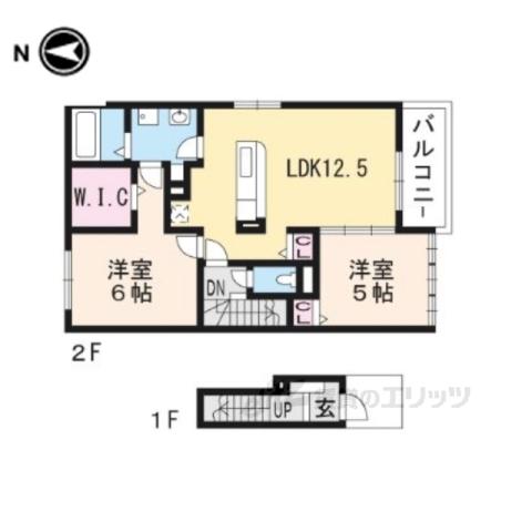シーダーパルⅡ(2LDK/2階)の間取り写真