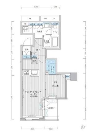 ロディア日本橋茅場町(1LDK/4階)の間取り写真