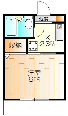 ハイツユタカ(1K/1階)の間取り写真