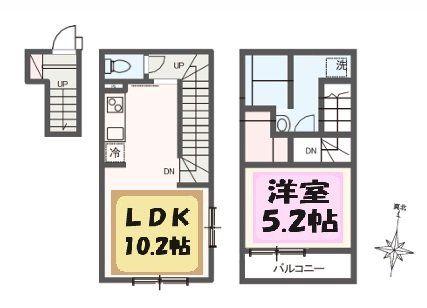 MELDIA岩槻Ⅱ(1LDK/2階)の間取り写真