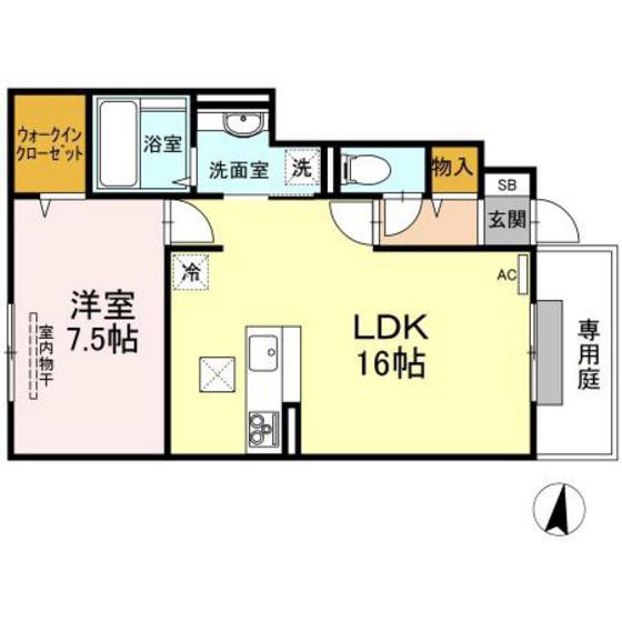 トゥールモンド(1LDK/1階)の間取り写真