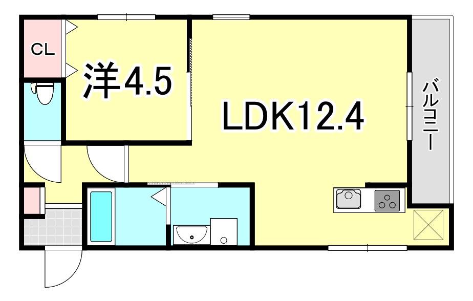 HCフラッツ国玉ガーデン(1LDK/2階)の間取り写真