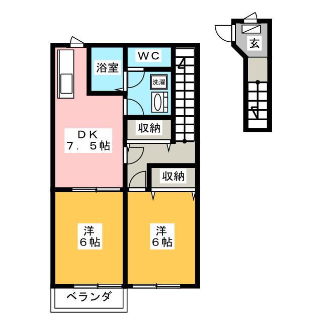 クレストールKIKI A(2DK/2階)の間取り写真
