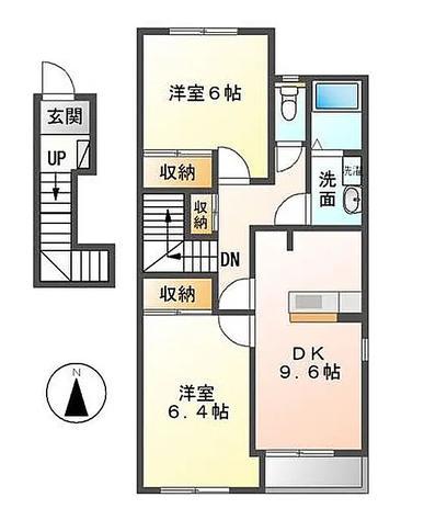 エバープレイス(2LDK/2階)の間取り写真