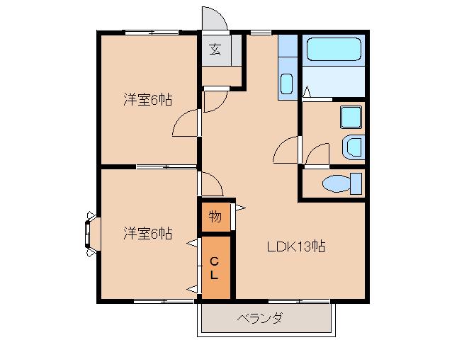 HNガーデンハイツI(2LDK/2階)の間取り写真