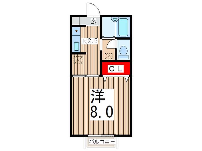 西武池袋線 東飯能駅 徒歩8分 2階建 築31年(1K/1階)の間取り写真