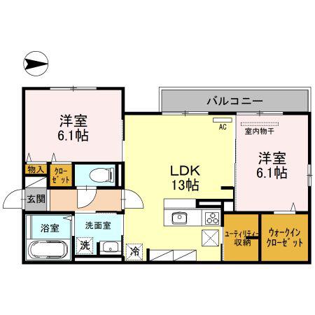 LE GRAND AMENITY HILL イースト(2LDK/1階)の間取り写真
