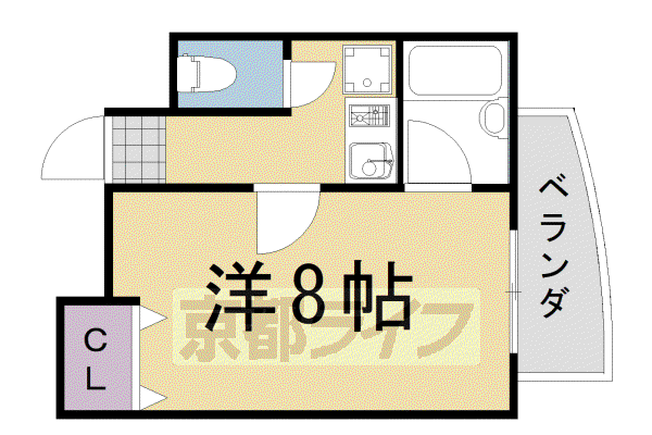 セカンドサンイースト桂(1K/3階)の間取り写真
