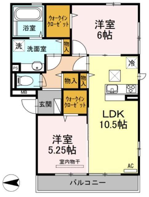 アルブル(2LDK/2階)の間取り写真