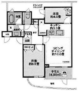 ロイヤルシーズン新宿柏木(2LDK/1階)の間取り写真