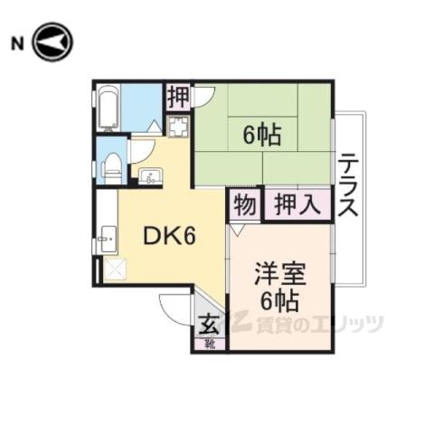 クレセール八木(2DK/1階)の間取り写真