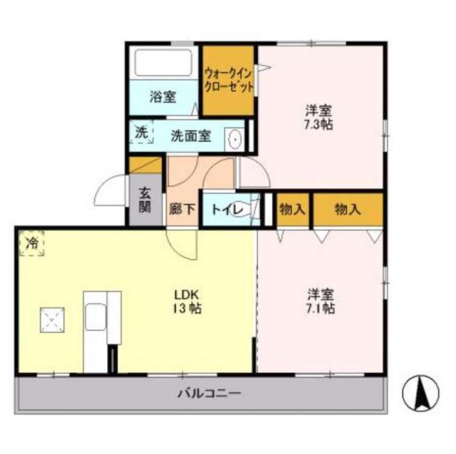 ラヴィエール(2LDK/1階)の間取り写真