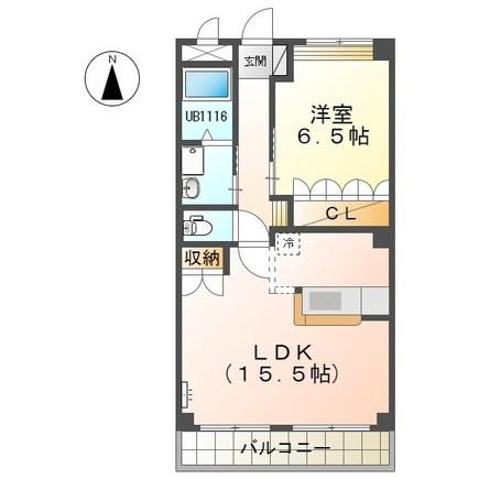 ミロワール赤坪(1LDK/3階)の間取り写真