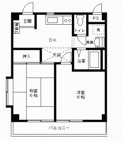 ハピネス美松I(2DK/1階)の間取り写真