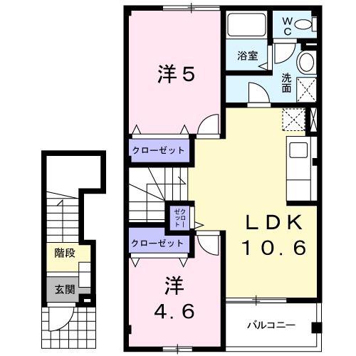 ブランドールA(2LDK/2階)の間取り写真