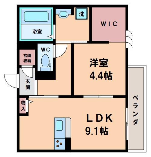 SINFARIA YUZATO A棟(1LDK/2階)の間取り写真