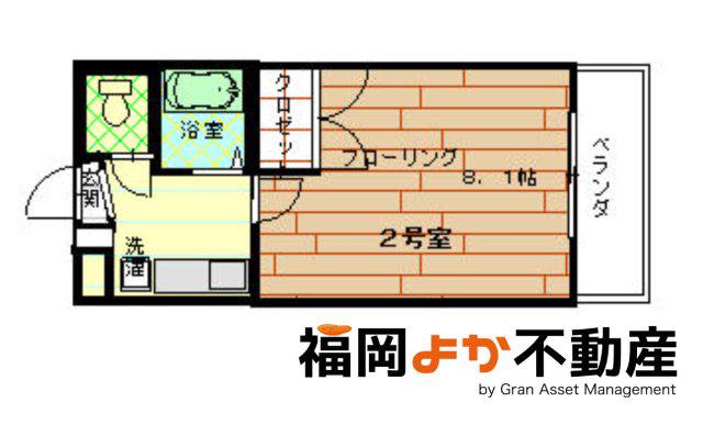 ハッピネス大濠(1K/3階)の間取り写真
