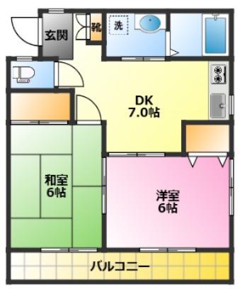 サンモール(2DK/2階)の間取り写真