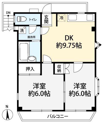 コーポ・シマII(2DK/3階)の間取り写真