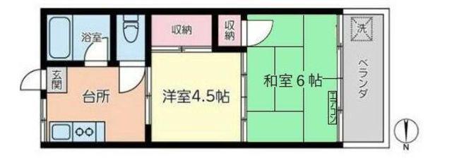 ヒルズ梶山(2K/2階)の間取り写真