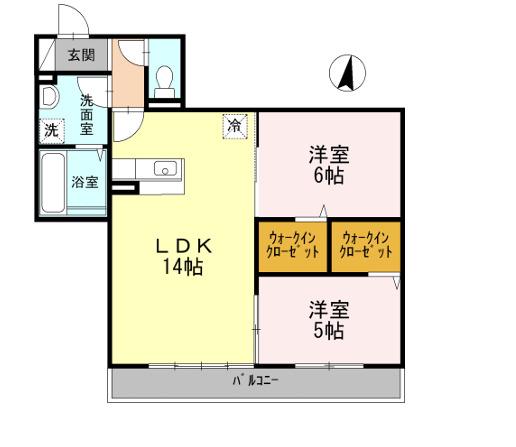 カサグランデ(2LDK/2階)の間取り写真