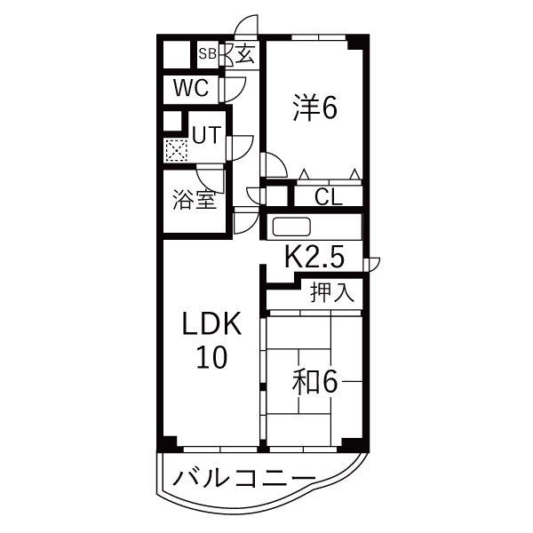 ダイアパレス小田原(2LDK/3階)の間取り写真