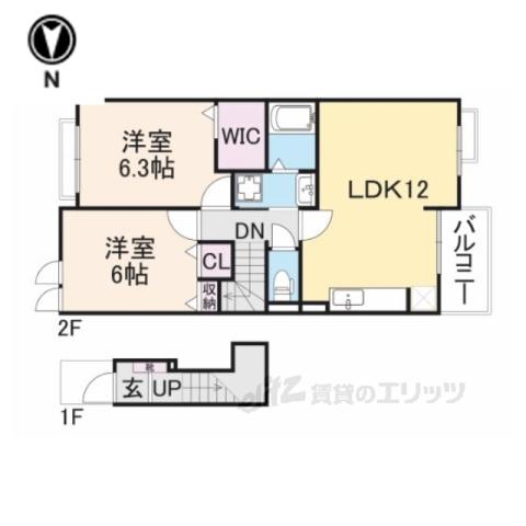 リバーサイド桜1・2(2LDK/2階)の間取り写真