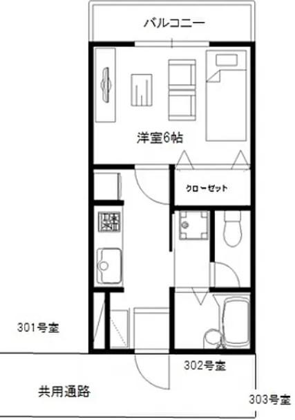タカバシハイツ(1K/3階)の間取り写真