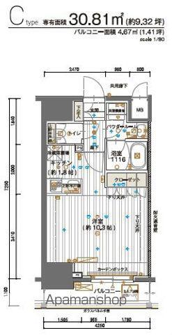 メインステージ神田須田町(ワンルーム/11階)の間取り写真