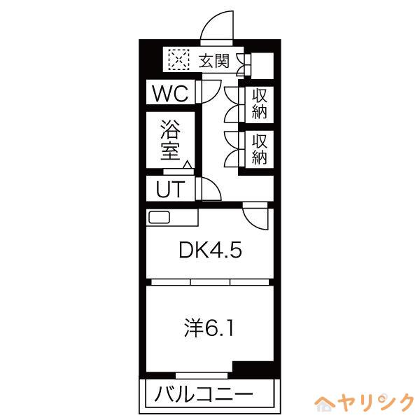 プランドールI(1DK/5階)の間取り写真