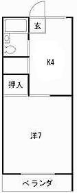 ホワイトコーポラス大山 B(1K/2階)の間取り写真