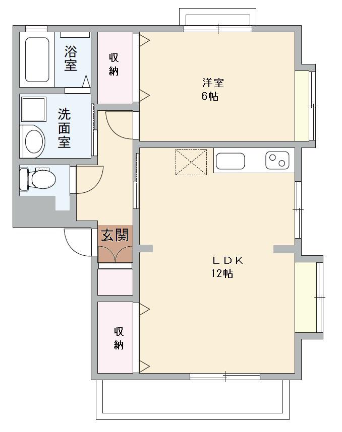 ガーデンヒルズ北上尾A(1LDK/1階)の間取り写真