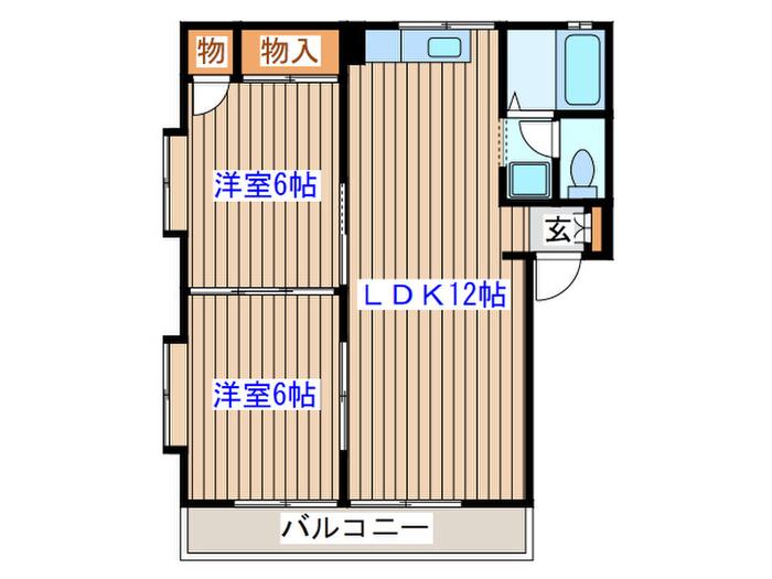 サンヒルズあけの平B(2LDK/2階)の間取り写真