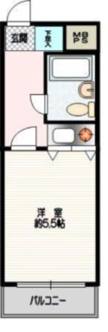 クリオ平塚七番館(ワンルーム/5階)の間取り写真