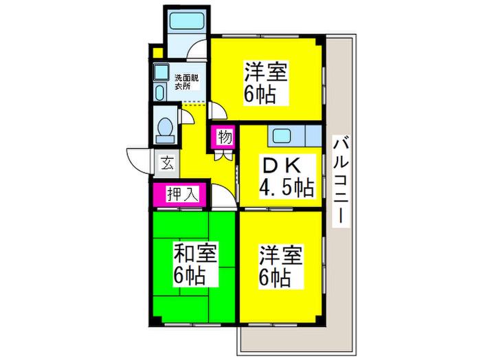 レジデンス光(3DK/2階)の間取り写真