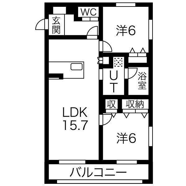 オラシオン新川(2LDK/3階)の間取り写真