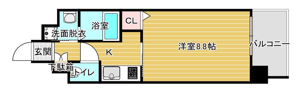 LE PONT DE CIEL NISHIKASUMICHO(1K/3階)の間取り写真