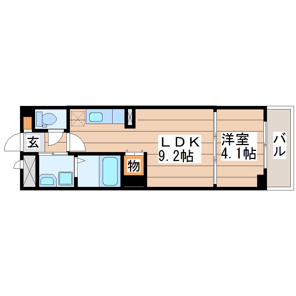 五橋 西村ビル(1LDK/2階)の間取り写真