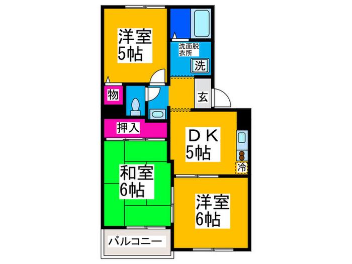 辻ハイツII(3DK/2階)の間取り写真