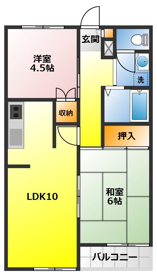 メゾンサニーベール(2LDK/2階)の間取り写真