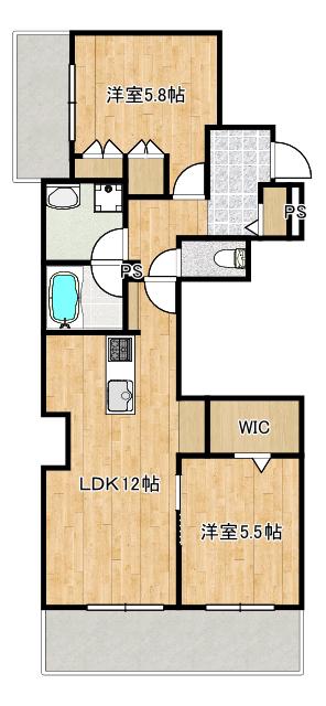 中野島ヘーベルメゾン(2LDK/3階)の間取り写真