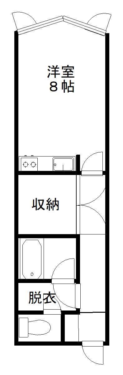 エピソード1(ワンルーム/2階)の間取り写真