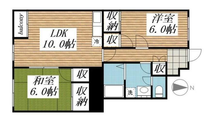 サンライズ97(2LDK/2階)の間取り写真