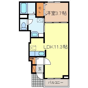 RAM・KOICHI(1LDK/1階)の間取り写真