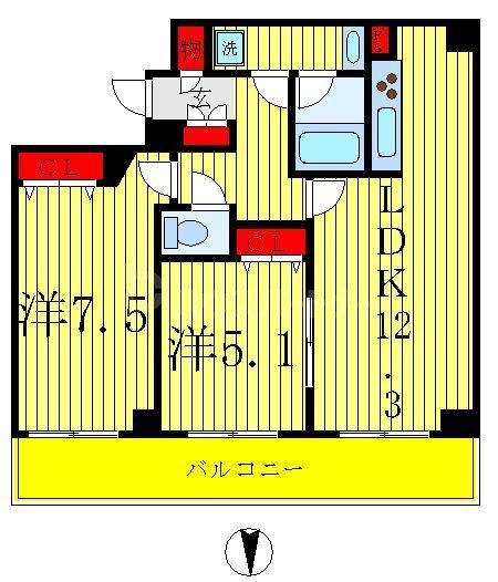 PARK AYASE II(2LDK/1階)の間取り写真