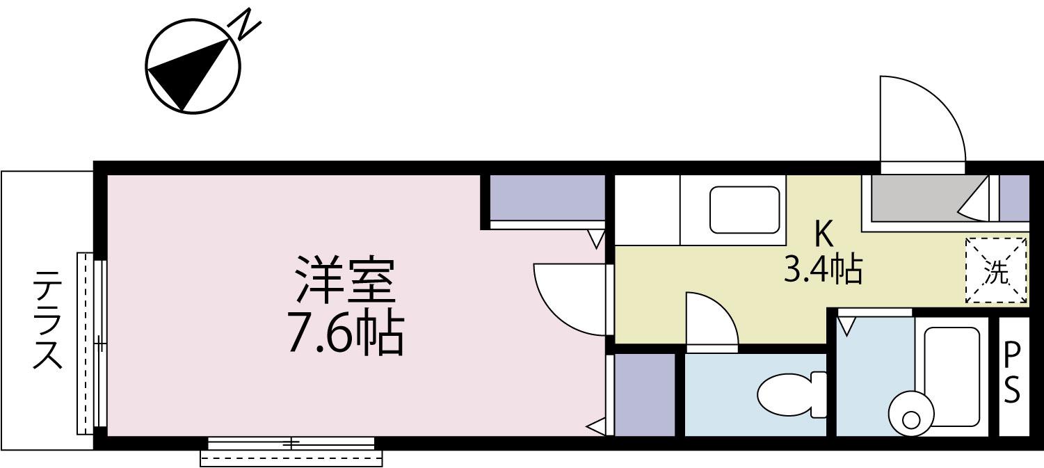 メゾン西原(1K/1階)の間取り写真