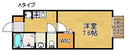セジュール井原の里A棟B棟(1K/2階)の間取り写真