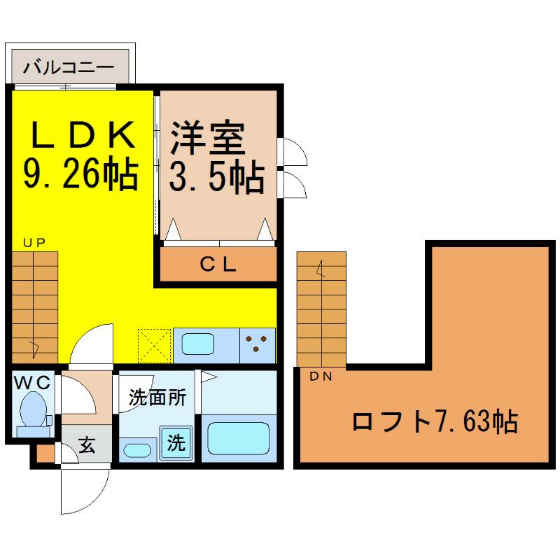 CREO六番町弐番館(1SLDK/1階)の間取り写真