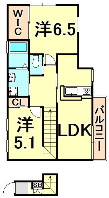 パナウィル(2LDK/2階)の間取り写真